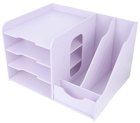 Healeved Support de Dossiers de Bureau à Plusieurs Niveaux Organiseur de Bureau Empilable en Matériau Solide Étagère à Dossiers Pratique pour Classement et Rangement de Documents
