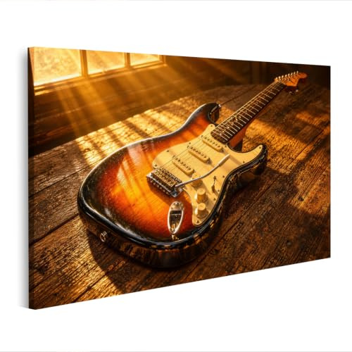 islandburner Bild auf Leinwand Vintage E-Gitarre Kunstdruck Wohnzimmer Für Musikfans - Edition R1