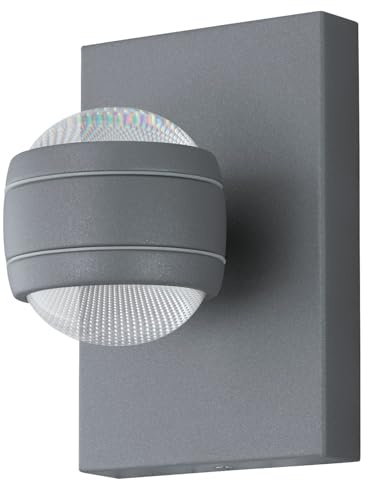 EGLO LED Außen-Wandlampe Sesimba 1, 2 flammige Außenleuchte | Wandleuchte aus Stahl und Kunststoff, Farbe: Silber, IP44