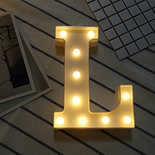 Beleuchtete Buchstaben Nachtlichter Dekoration LED Neon Lampen für Geburtstag Party Hochzeit Kinder Geschenk A-Z (L)