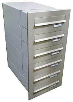 6er Edelstahl Mauerdurchwurf Briefkasten - Tiefe 39-62 cm- B-042