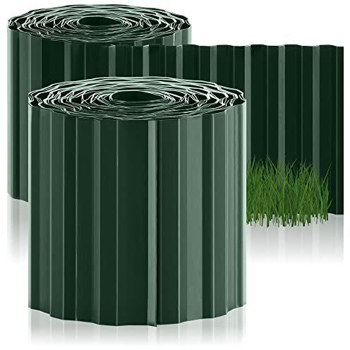 COM-FOUR® 2X Borde de césped 15 x 900 cm de plástico - Borde de Parterre Flexible para césped, Parterre de Flores o como Borde de Corte - Borde de césped, Longitud Ajustable Individualmente