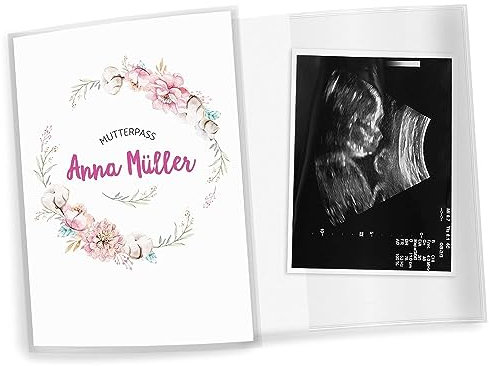 Mutterpasshülle, Mutterpass Schutzhülle personalisierbar mit Namen, Schöne Geschenkidee (Mutterpass DE personalisiert, Boho 1)