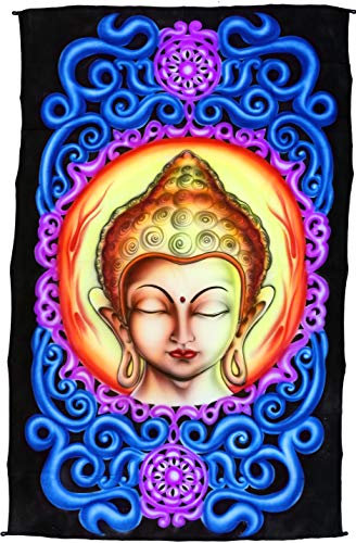 GURU SHOP Goa Wandtuch, UV Schwarzlicht Wandbehang, Pcychedelic Wandbild - Buddha/1, Synthetisch, 200x120x0 cm