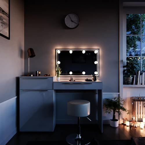 Vicco Schminktisch Weiß Lilli 135x90x39 cm - Frisiertisch, Ordnung leicht gemacht: Alles hat seinen festen Platz