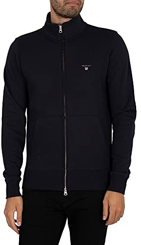 GANT Herr heldragkedja cardigan original kofta med dragkedja, Kvällsblå, XS