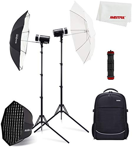 Godox AD300Pro AD300 PRO Rucksack-Kit mit Zwei Blitzen 300W 2,4 G TTL 1/8000 HSS, 0,01-1,5 Sek. Recyclingzeit, 320 volle Leistung mit 2600 mAh Lithium-Batterie