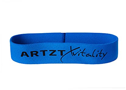 ARTZT vitality Theraband Loop Band Textil | Fitnessband aus weichem Stoff | Für Training von Armen, Beinen, Po und Bauch | 3 Stärken erhältlich | Made in Germany Blau | Mittel, 30 cm