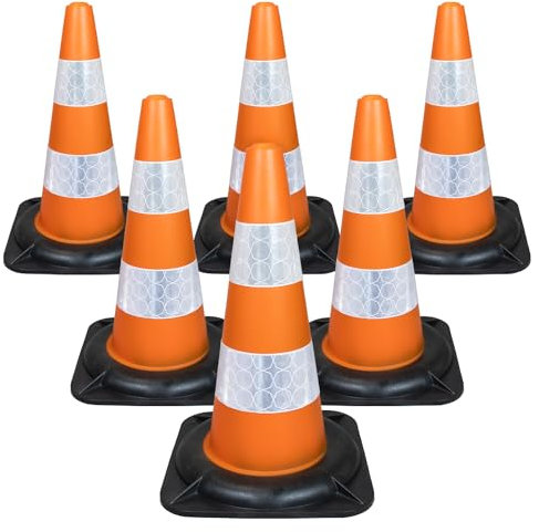 Coni stradali di Street Solutions, cono segnaletico per uso domestico e commerciale, cono stradale per divieto di sosta in PVC riciclato al 100%, confezione da 6 coni da 45 cm