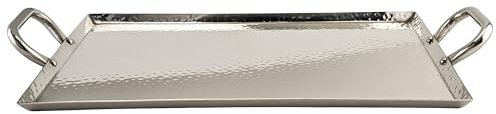 G.E.T. SSTPD-1612-MP Heavy-Duty Metal Serving/Ottoman Tray with Handles, 16 x 12, Mirror Polished Steel