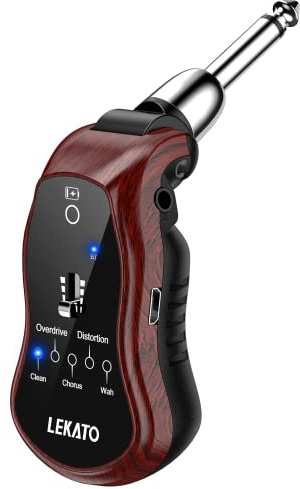 LEKATO Micro Guitar Headphone Amp, Electric Guitar Headphone Amplifier for Electric Guitar & Bass Rechargeable Headphone Amp Guitar Practice with 5 Effects(Clean Chorus Overdrive Distortion and Wah)