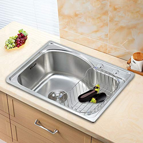 Fregadero de Acero Inoxidable Rectangular y Cuadrado para Cocina, Empotrado, Con Accesorio