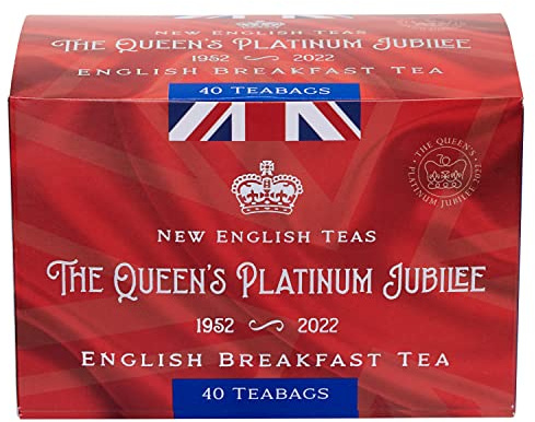 New English Teas The Queens Platinum Jubilee Tea Carton with 40 English Breakfast Teabags, Red