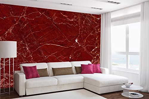 Vlies Fototapete ROTER MARMOR 375 x 250 cm (inkl. Kleister) - Vlies Tapete, Wandtapete, Wandbilder - Tapete für Wohnzimmer Schlafzimmer, Büro, Küche - Montagefertig