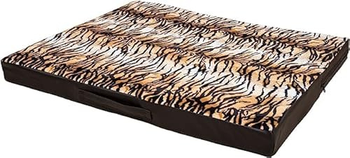 CopcoPet Orthopädische Hundematte Kunstleder Tiger-Optik 110 x 80 Hundekissen für mittelgroße Hunde, Hundekissen Waschbar, Wasserabweisend, kuschelig, hundematratze, Outdoor hundebett 8cm dick