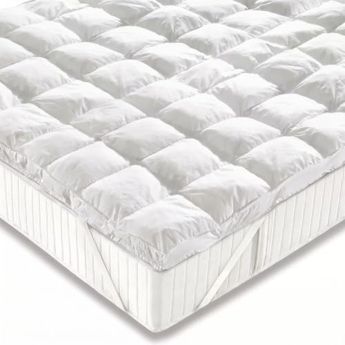 Intrecci Topper Matrimoniale, Topper 170x200 cm, Effetto Piuma, Anallergico e Antiacaro, Igienico, con Angoli Elastici, Spessore 5 cm, più Comfort per il Letto, Sonno Confortevole e Rigenerante.