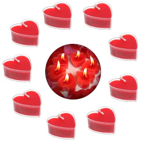 Herzförmige Romantische Teelichter - Valentinstag Deko (9 Stück)