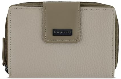 bugatti Sina Reißverschluss-Damenbörse S aus echtem Leder, Geldbörse für Frauen, beige