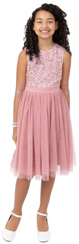 Maya Deluxe Mädchen Maya Deluxe Kleid Mädchen Paillettenverziertes Hochzeit und Geburtstag Festlich mit Bandschleife Brautjungfernkleid Kleid (1er Pack)