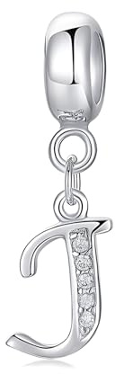 Symretie Damen 925 Sterling Silber Initial Charms Anhänger Buchstaben A-Z Silberner Anhänger Kompatibel mit Europäischen Armbänder und Halskette
