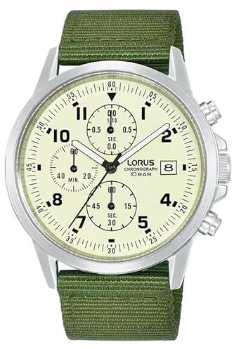 Lorus Reloj de hombre en estilo militar RM345JX9, Verde, Militar