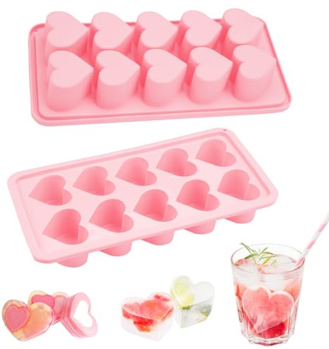 2 Stück Eiswürfelform Herz Silikon,10-Cavity Herzförmige Eiswürfel Form | BPA Frei,Eiswürfelformen Herzform Eiswürfelbehälter,Heart Silikon Eiswürfel für Cocktails,Whisky,Getränke,Soda,Schokolade
