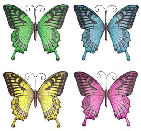 TAIYOU Metall Großes Schmetterling Wanddekoration, 9.8 Zoll, 4 Stück