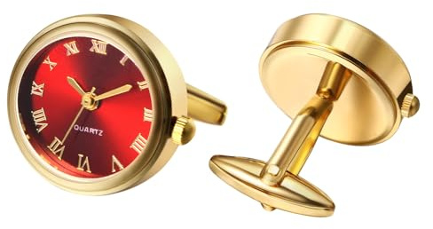 Silverora Uhren Herren Manschettenknöpfen Taschenuhr: Runde Analog Quarz Manschettenknopfuhr mit Römische Ziffernskala Hemdknöpfe Hemdmanschetten Geschenke für Männer Hochzeit Business