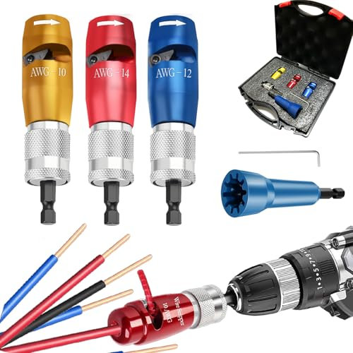 Wire Strippers for Drill, 2024 US Standard 10-14 AWG Wire Stripping Kit and Twisting Tool, Portable Electrician Tool Set, Drill Wire Stripper and Cutter for Quick Cable Stripping (6Pcs Stripper Set)
