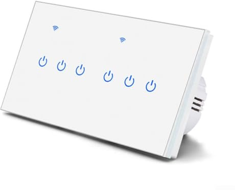 Smart Light Switch,WiFi Smart Touch Switch Smart Wall Light Switch Works,For TUYA,Smart Life App Remote Control,Voice Control(6 Gang-White)