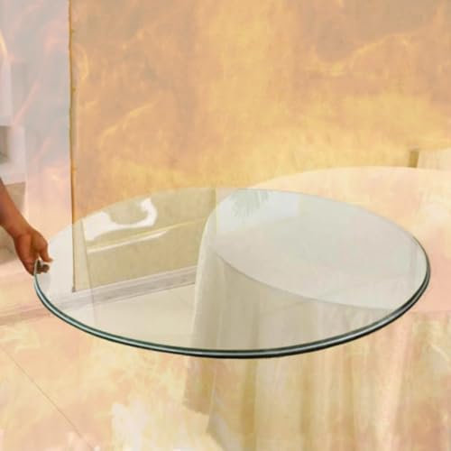 QSPNVFB 60cm Tavolo Pranzo in Vetro Temperato Decorazione, Grande Tondo Vetro per Tavolo da Pranzo, Rotondo Vassoio da Portata Trasparente(100cm(39inch))