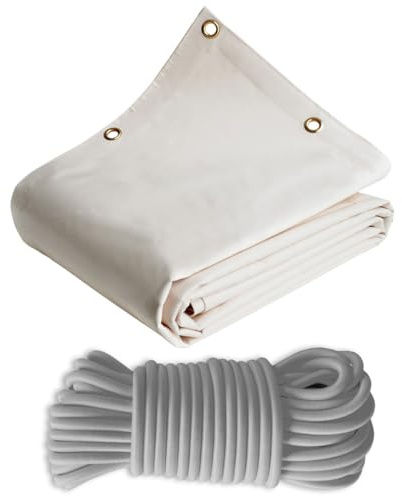 TECPLAST Pack Toile Pergola Blanc Crème 3x4 m + Sandow Gris 20m - Bâche Pergola prête à Poser LP640PR Garantie 8 Ans