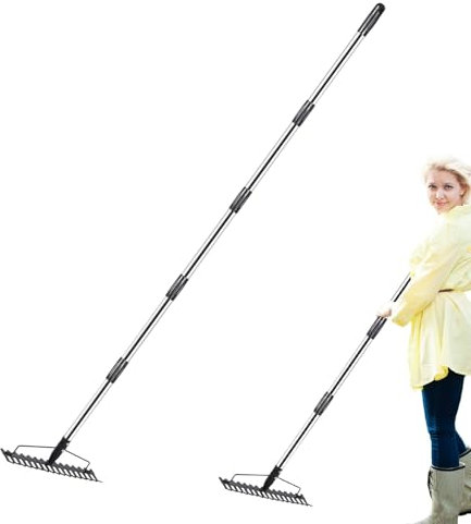 Rastrello in metallo, rastrello per arbusti | Yard Utensili per rastrello da giardino, robusti strumenti di calcolo per giardino, terra, erbacce, terrazza