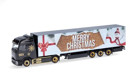 Herpa LKW Modell Mercedes-Benz eActros 600 Procabin Koffer-Sattelzug Weihnachten 2024, Miniatur im Maßstab 1:87, Sammlerstück, Made in Germany, Kunststoff