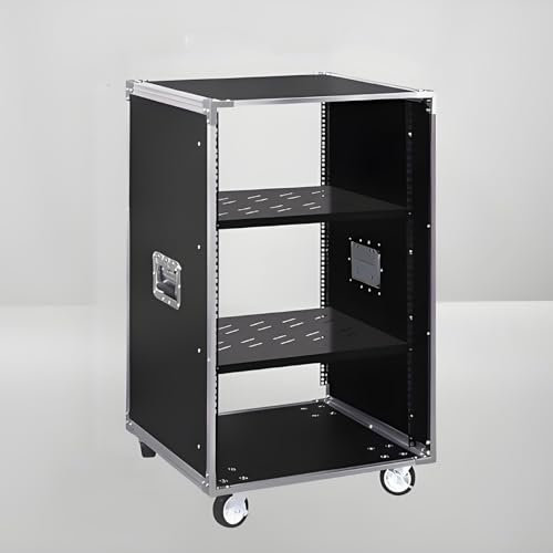 YQMHEZ 1-5-stufiger HiFi Rack, mehrlagiger bodenstehender Audio Rack HiFi Regal, Netzwerk-Server-Rack mit offenem Rahmen, mit Lenkrollen, Stereoschrank(Silver,2 Tier)