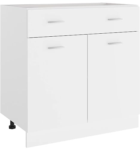 Myheimly Küchenschrank,Unterschrank Küche, Küchenmöbel, Küchenzeile,Standschrank Küche,Wandschränke,Aufbewahrungsschrank Schubunterschrank Weiß 80x46x81,5 cm Holzwerkstoff