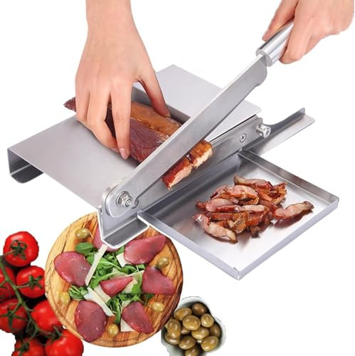 ZJGFCB Manual Bone Meat Cutter, Manual Meat Chopper Steak Slicing Machine, Stainless Steel Bone Saw Machine (Adjustable Thickness) Meat Cleavers For Beef Steak Chicken Tuna Fruits Veget