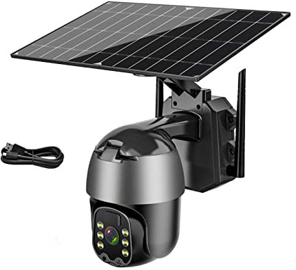 Videocamera Sorveglianza, Telecamera di sicurezza da 5 MP Telecamera di videosorveglianza CCTV solare da 6 W Telecamera IP wireless 4G Slot for scheda Sim Audio PTZ Telecamera IP esterna per uso ester