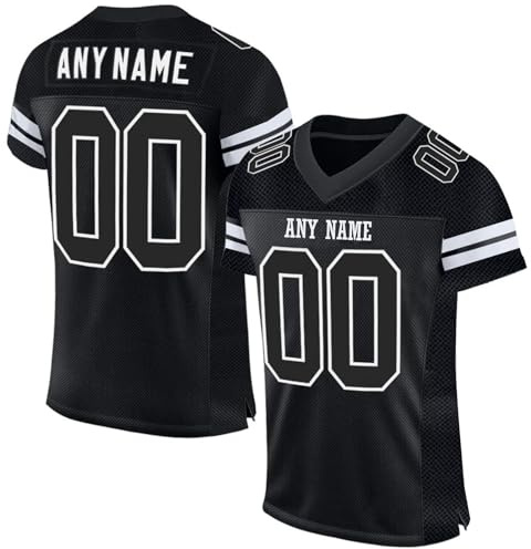 Custom American Football Jersey for Men Women Youth Personalised Athletic Mesh Football Shirt with Name Number Retro Striped Short Sleeves Breathable and Lightweight Sportswear for Training