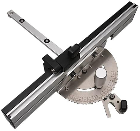 Scie de table à jauge à onglet avec clôture à angle réglable, butées d'angle et bouton de guidage en aluminium – Accessoires de table de routeur pour le travail du bois