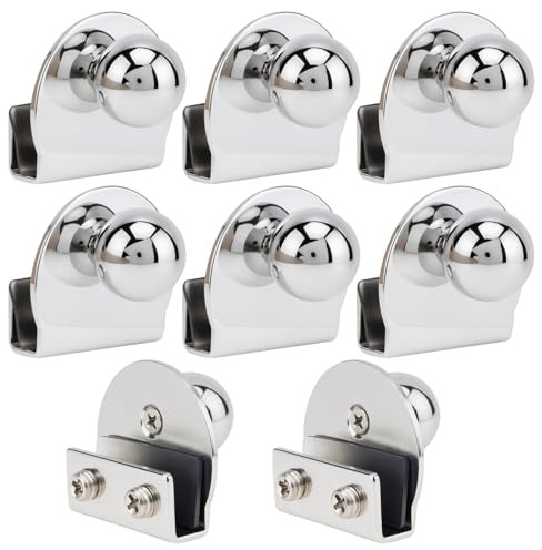 HOJLKLD Maniglia per porta in vetro, 2 pezzi, maniglie per porte in vetro da 5-8 mm, per vetrine, mobili, armadi in vetro, cassetti (8, argento)
