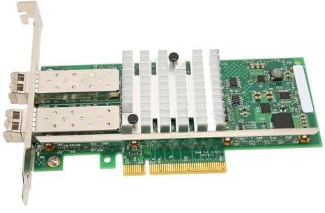 Jectse 10GB Dual Port SFP PCIe X8 Server Network Card with 2 Fiber Optic Module Supports FCoE ISCSI for Server, for Linux, for VMware