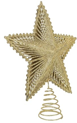 FONDOTIN Goldener Weihnachtsbaumspitze Stern aus Leichtem Robustem Material Hohl Gearbeitet Langlebig und Wiederverwendbar Festliche Christbaumschmuck Dekoration für Kleine und Große