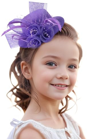 ETOFETE Fascinator Damen Kopfschmuck Karneval Haarreif Fasching Mädchen Teeparty Hüte Kurkuma Mini Gelb Klein Victoria Fascinator für kleine Mädchen