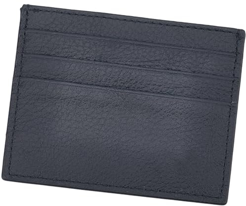 CALFOVERA Kreditkortshållare i äkta läder, RFID-blockerande läder, smal framficka, plånbok tunn minimalistisk kreditkortsskydd fodral för män, kvinnor, 6 fack, 1 fickor (svart)