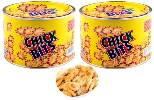 Chick Bits Savoury Biscuit Tin 270g - 2 x Biscuits Tins - Cheese Savoury Mini Biscuits - mlb