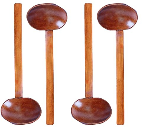 FUNNETOYU 4 Piezas Cucharas de Madera para Sopa Ramen con Mango Cuchara Japonesa de Cocina Resistente al Calor Acabado Suave y Diseño Natural para Restaurante y Hogar