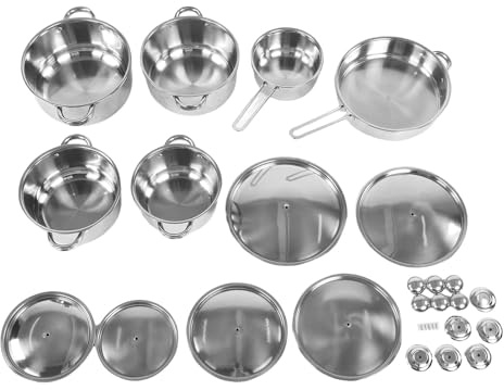 Aramox Juego de Utensilios de Cocina de Acero Inoxidable, Juego de Ollas y Sartenes de Cocina de Inducción con Tapa para Hervir, Freír y Cocinar