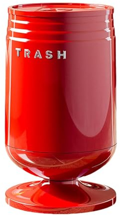 Yajuyi Papelera Grande de Doble Cubeta con Tapa Contenedor de Residuos Robusto en PP Diseño Elegante para Salón Adecuado para Dormitorio Cocina Oficina, Rojo, L