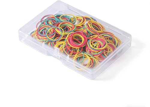 UCLEVER Rubber Bands 150 Pcs, Colourful rubber rings in a handy plastic container ⌀ 38mm, Bag Sturdy Thick & Stretchable Colored Bands (Multicolour)
